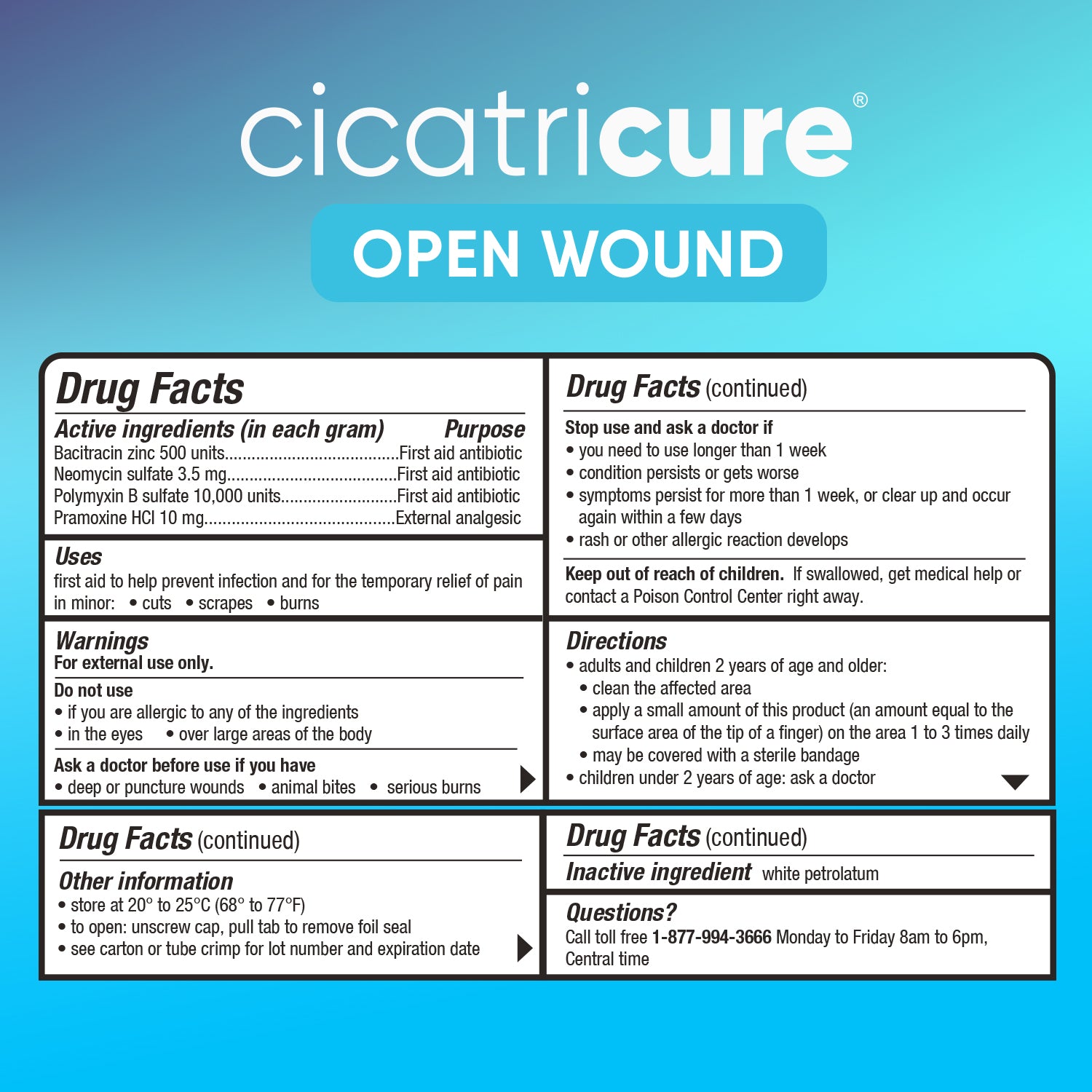 Cicatricure Triple Antibiotic Ointment with Pain Relief, 1 oz